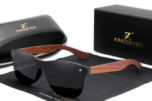 KING7EVEN - Sonnenbrille mit Naturholz Rahmen