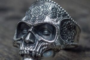 Mandala Flower Skull Ring