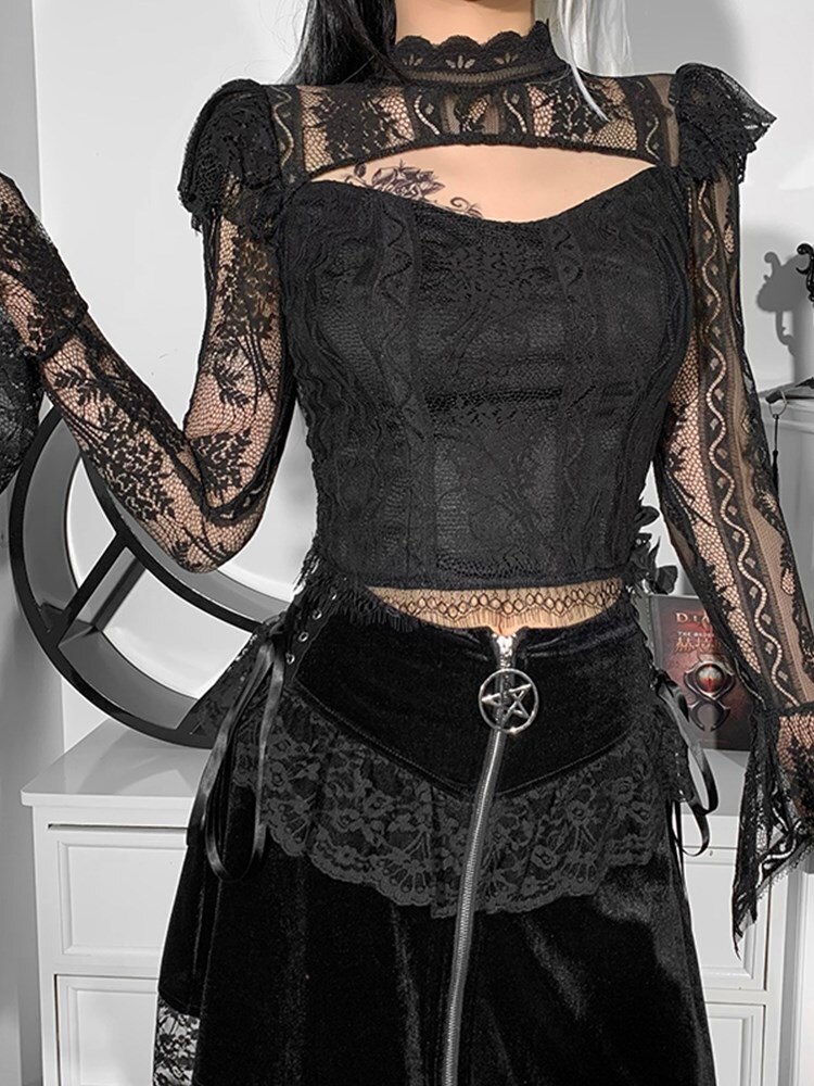 InsGoth Fairy Lace Grunge T-shirts – Bild 5